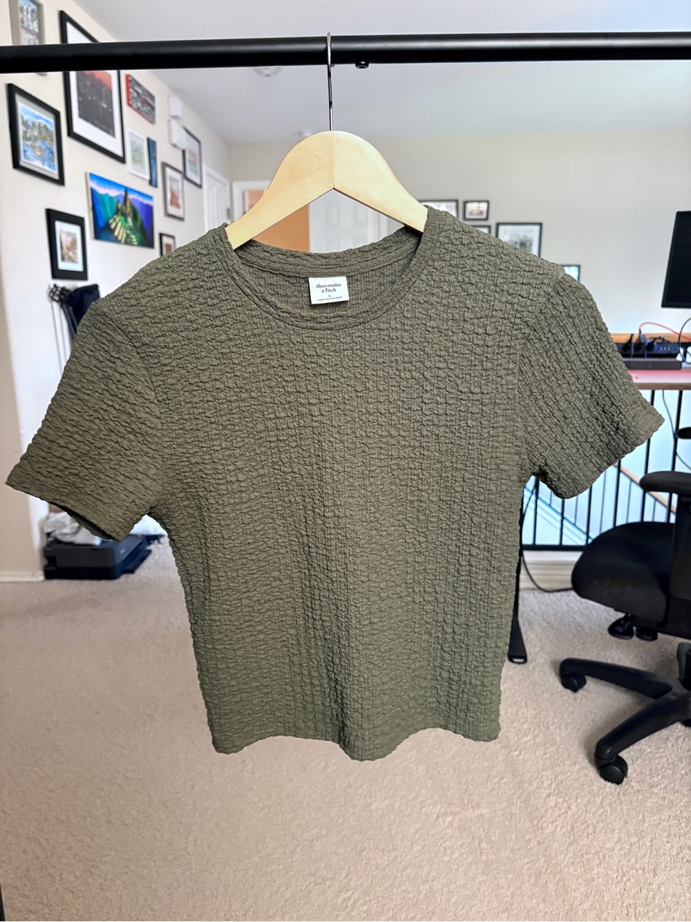 Abercrombie & Fitch Olive Textured Short Sleeve Tee